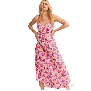 LoveShackFancy Faraday Floral print Slip Dress in Mauve Sunset Size Small